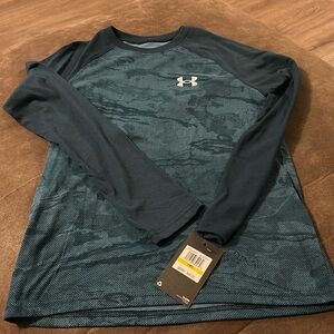 Blue Camouflage Under Armour Boys Long Sleeve Baseball Tshirt size YM